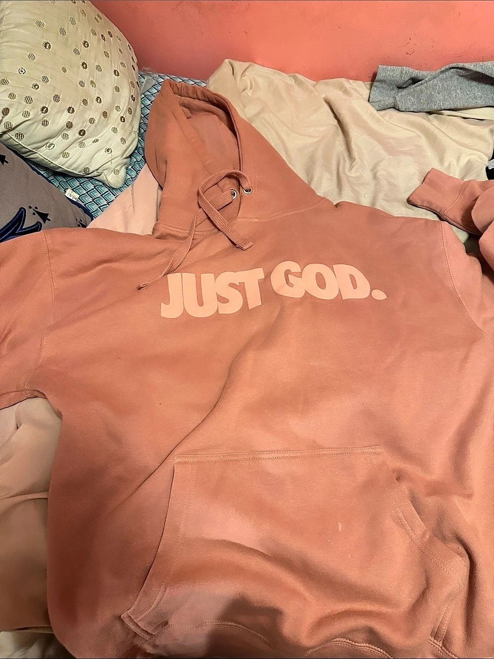 God Is Dope Just God Pullover Hoodie in Pink